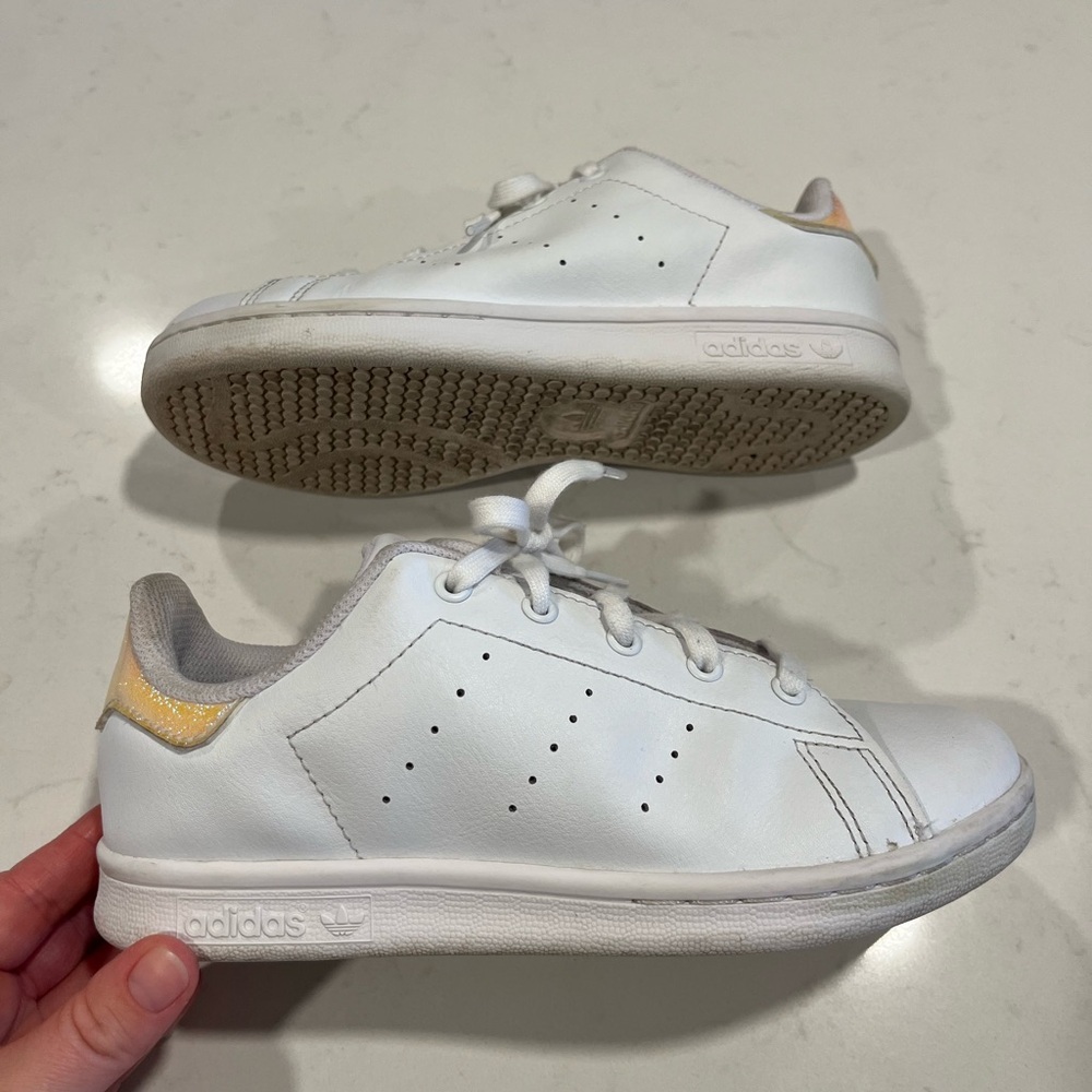 Girls white adidas sneakers